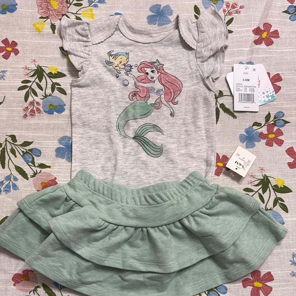 Gray and Green Mermaid Baby Outfit